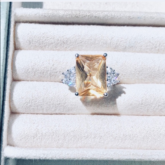 🎁sALe FiRm Morganite + White Topaz Sterling Ring - Picture 5 of 6